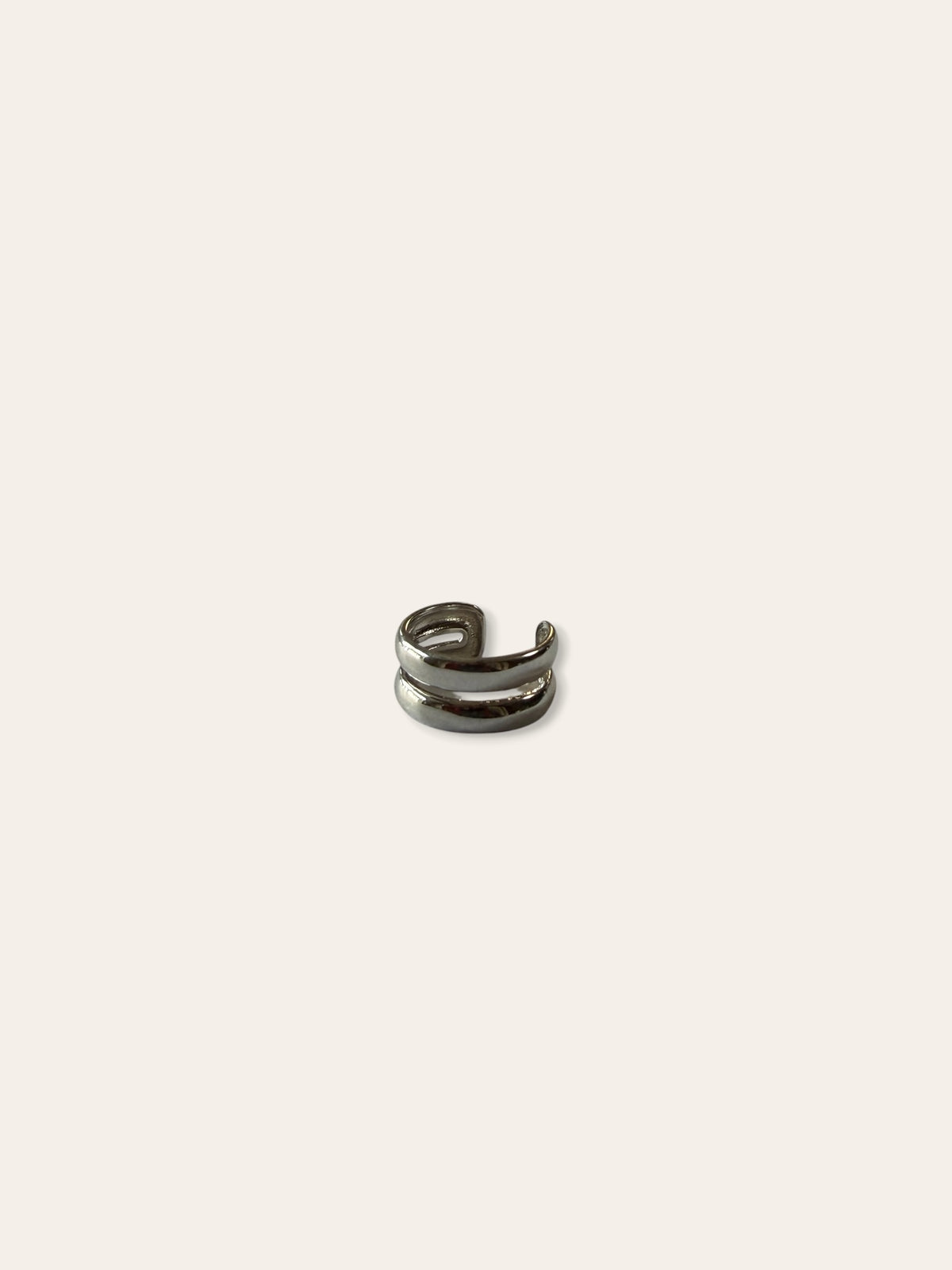 925 Sterling Silver Chunky Double Band Ear Cuff | No Piercing Needed Stacked Earring