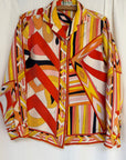 Vintage 1960’s Emilio Pucci Geometric Silk Blouse | Made in Italy Saks Fifth Avenue Silk Shirt
