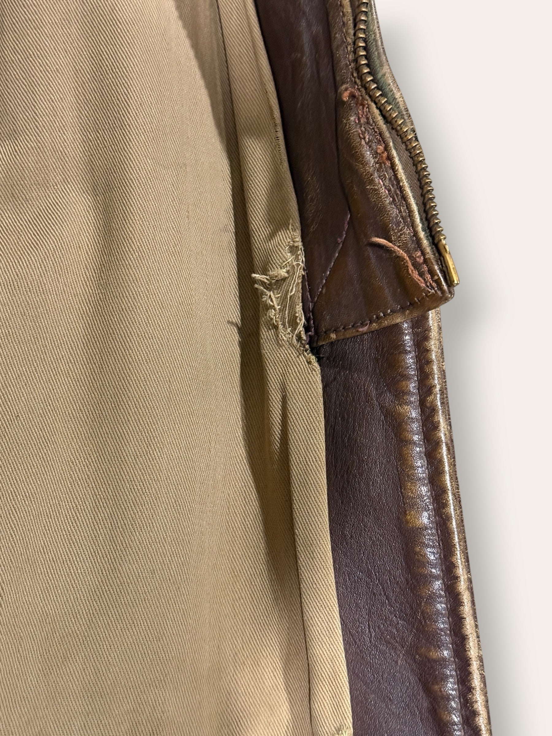 Vintage 1940-50s Windward Horsehide Leather Jacket | Montgomery Ward Brown Belted Back Jacket