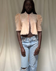 Vintage 1930s Silk & Lace Puff Sleeve Bed Jacket | Romantic Silk Lingerie Top