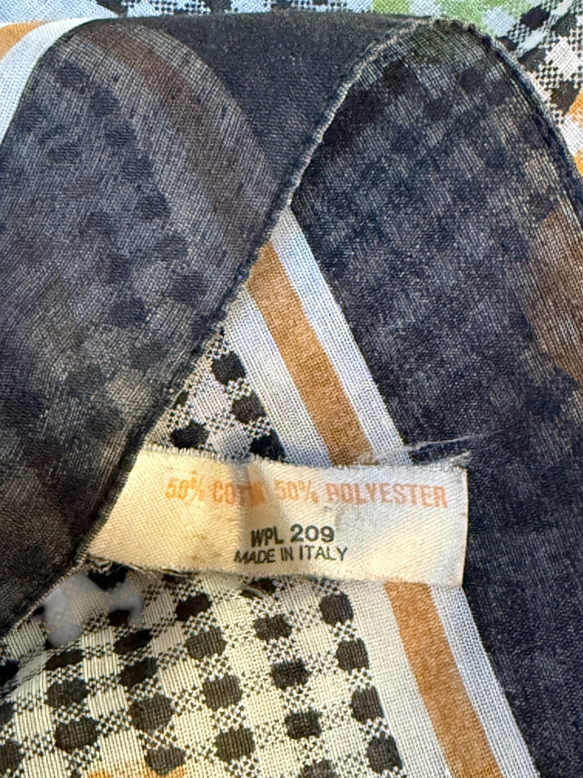 Vintage 1960s Floral Motif Gingham Bandana |  Made in Italy