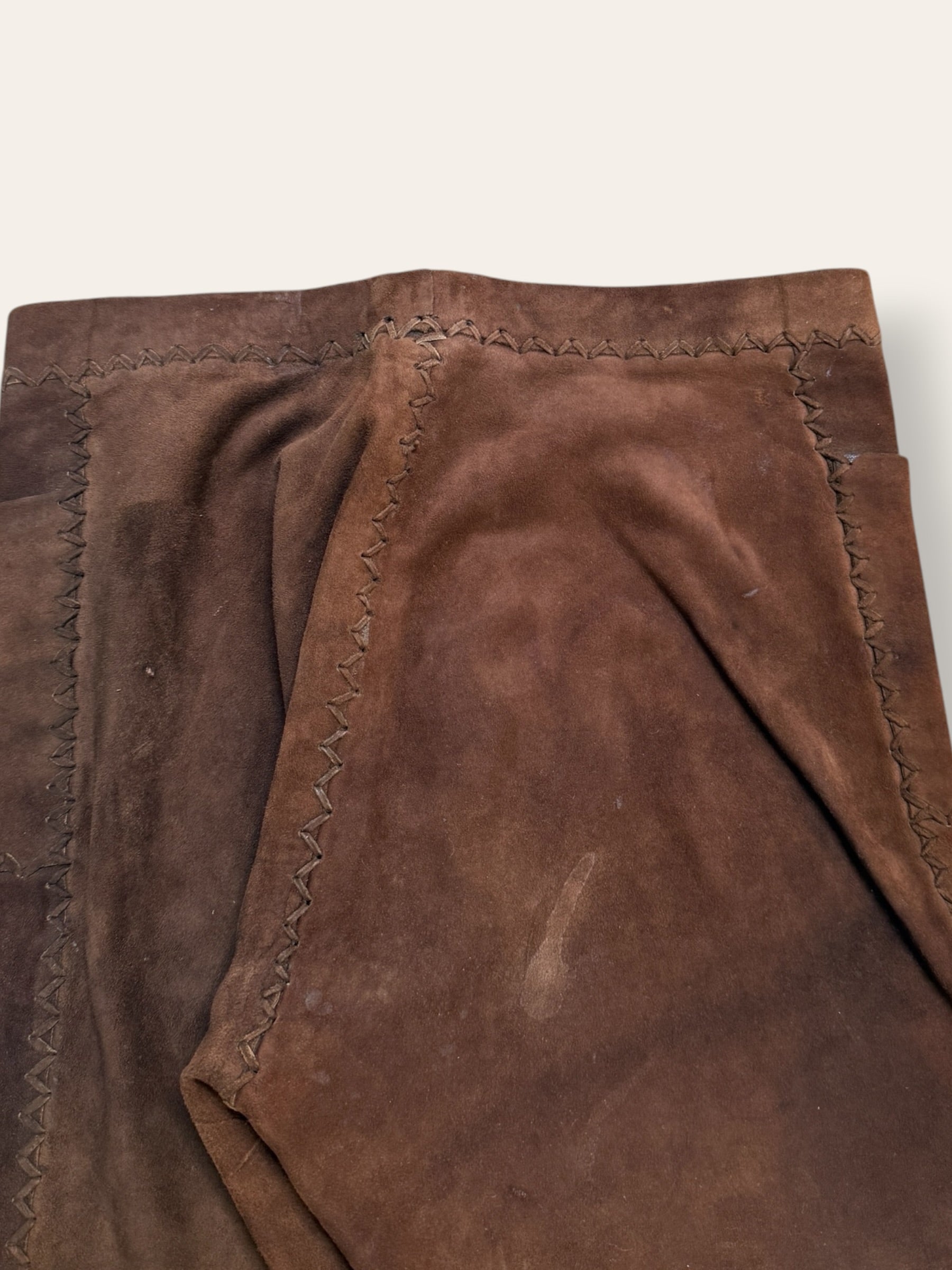 Vintage 1970’s Suede North Beach Leather Lace-Up Pants | Western Flare Trousers W:27