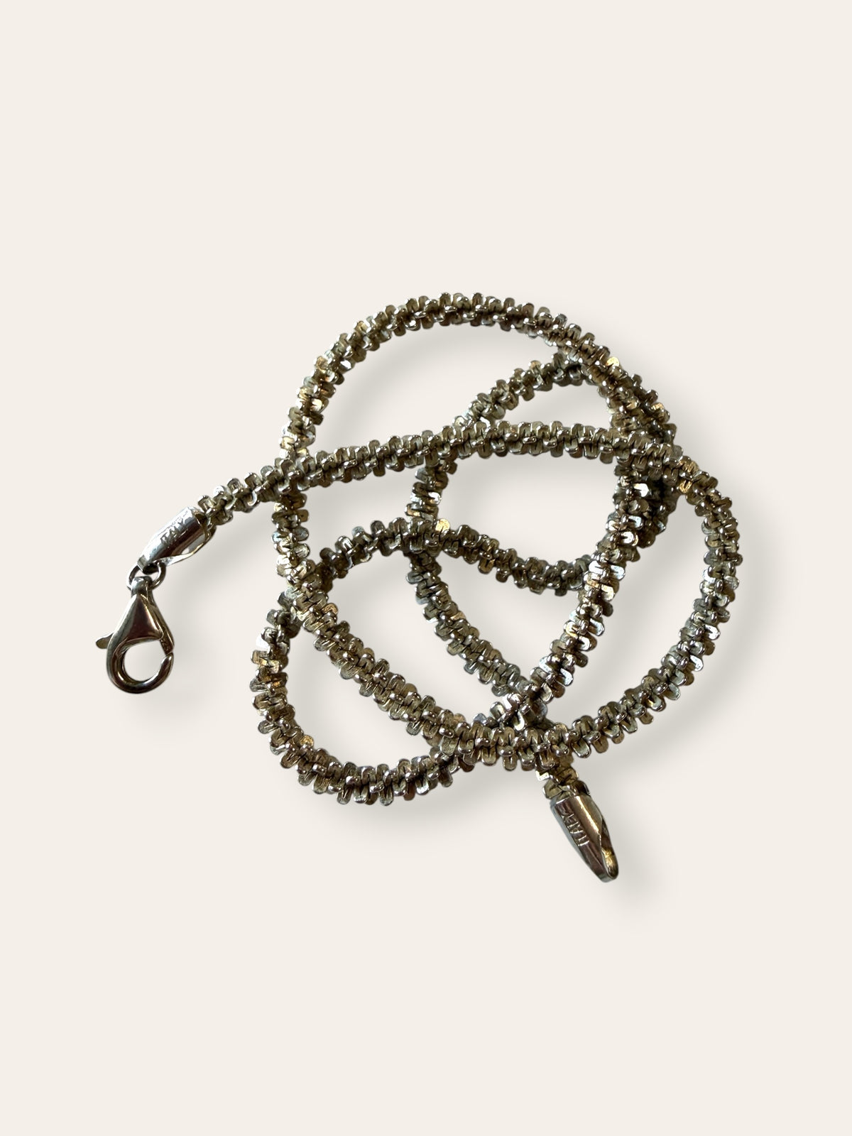 Vintage Italian Sterling Silver Faceted Twist Chain Necklace | 925 Silver Chunky Statement Layering Chain