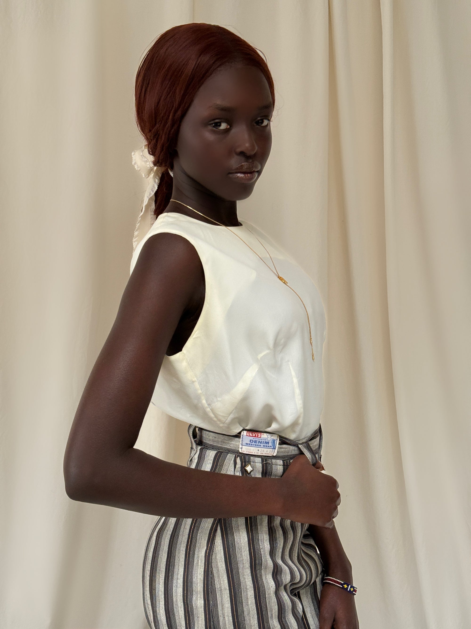 Vintage 1950’s Deadstock Levi’s Western Side Zip Ranch Striped Denim Pants W:24