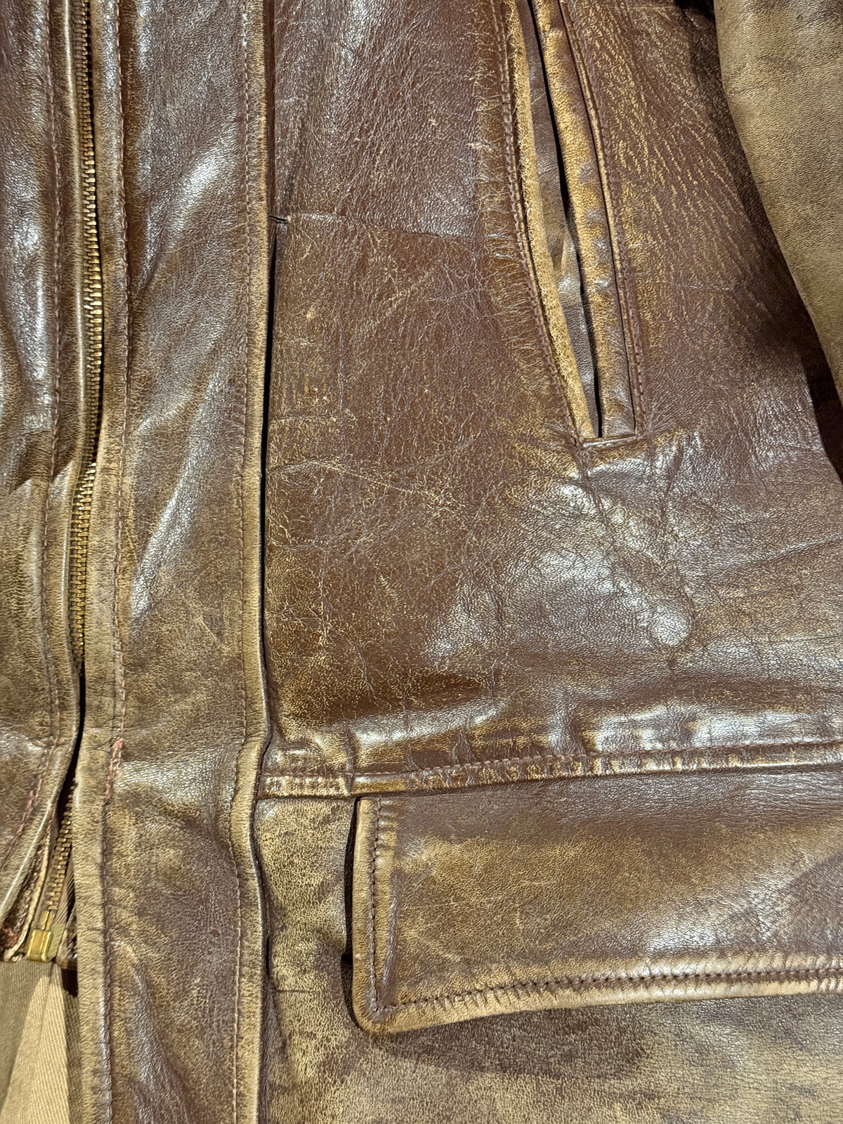 Vintage 1940-50s Windward Horsehide Leather Jacket | Montgomery Ward Brown Belted Back Jacket