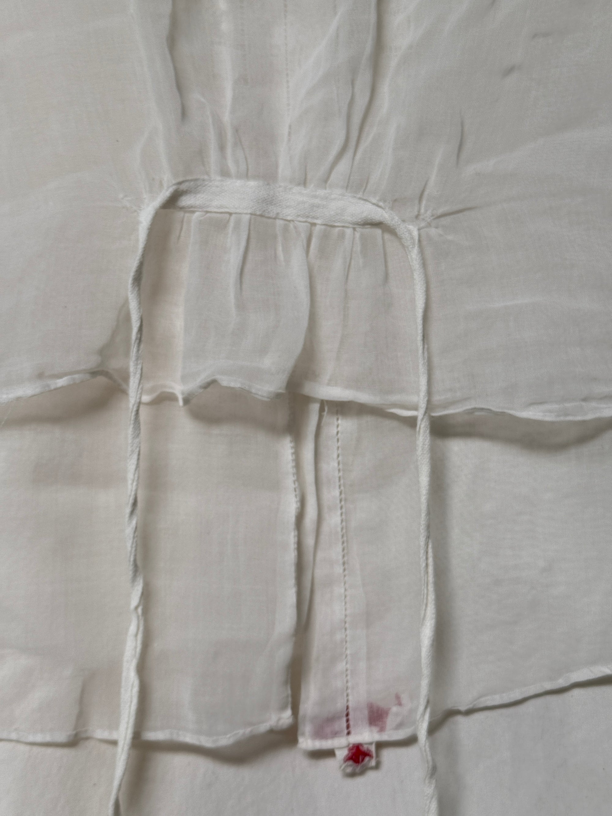 Antique 1900s Edwardian White Blouse | Antique Sheer Cotton Top with Embroidered Collar