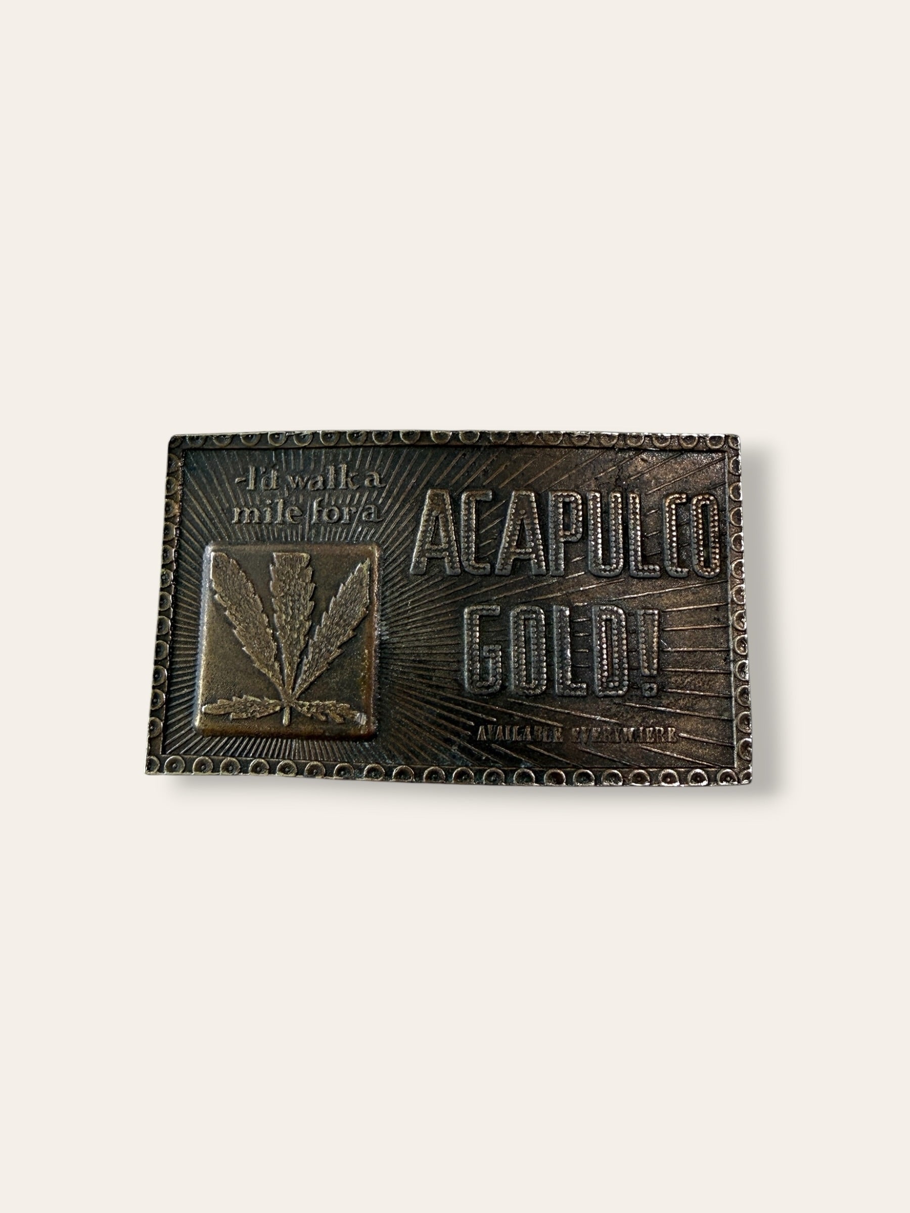 Vintage 1970’s Marijuana Acapulco Gold Brass Belt Buckle
