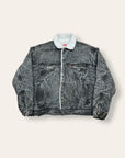 Vintage 1980’s Levi’s Black Acid Wash Jacket | Sherpa Lined Trucker Jacket Size M