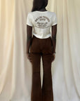 Vintage 1970’s Suede North Beach Leather Lace-Up Pants | Western Flare Trousers W:27