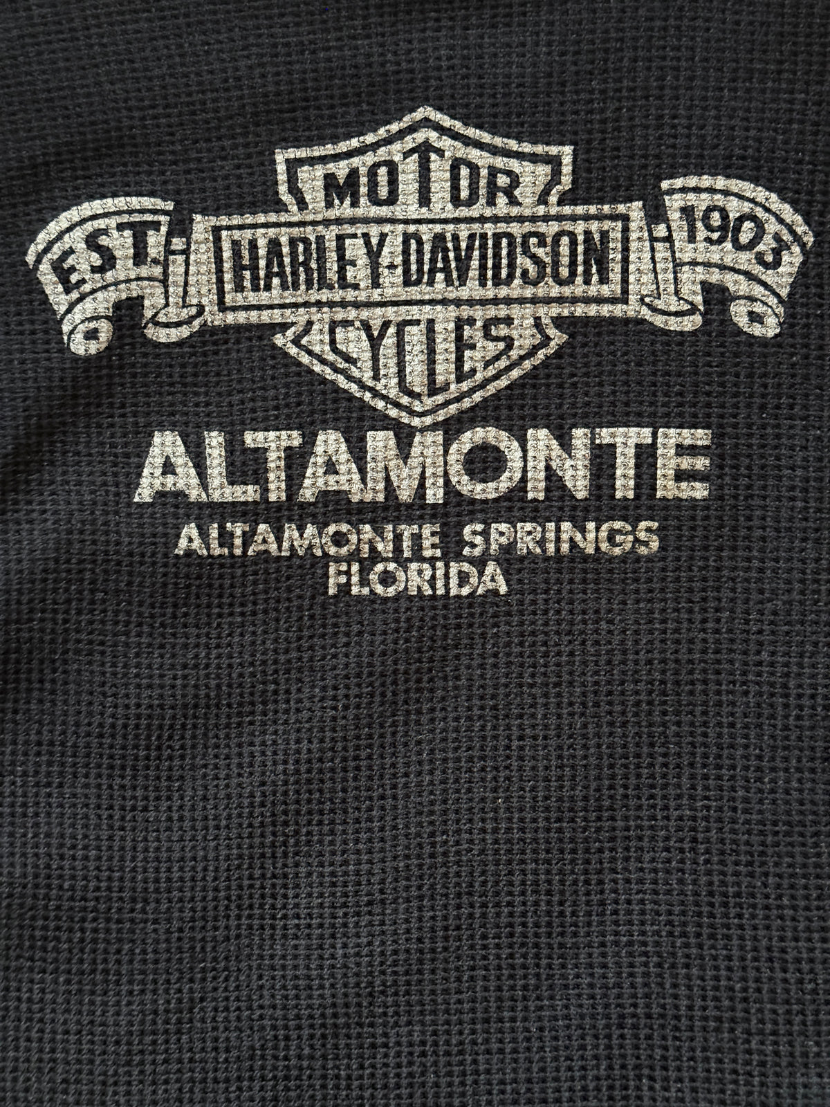 Vintage 1980s Harley Davidson Waffle Knit Thermal Shirt | Original 80s Harley 3D Emblem Eagle Shirt