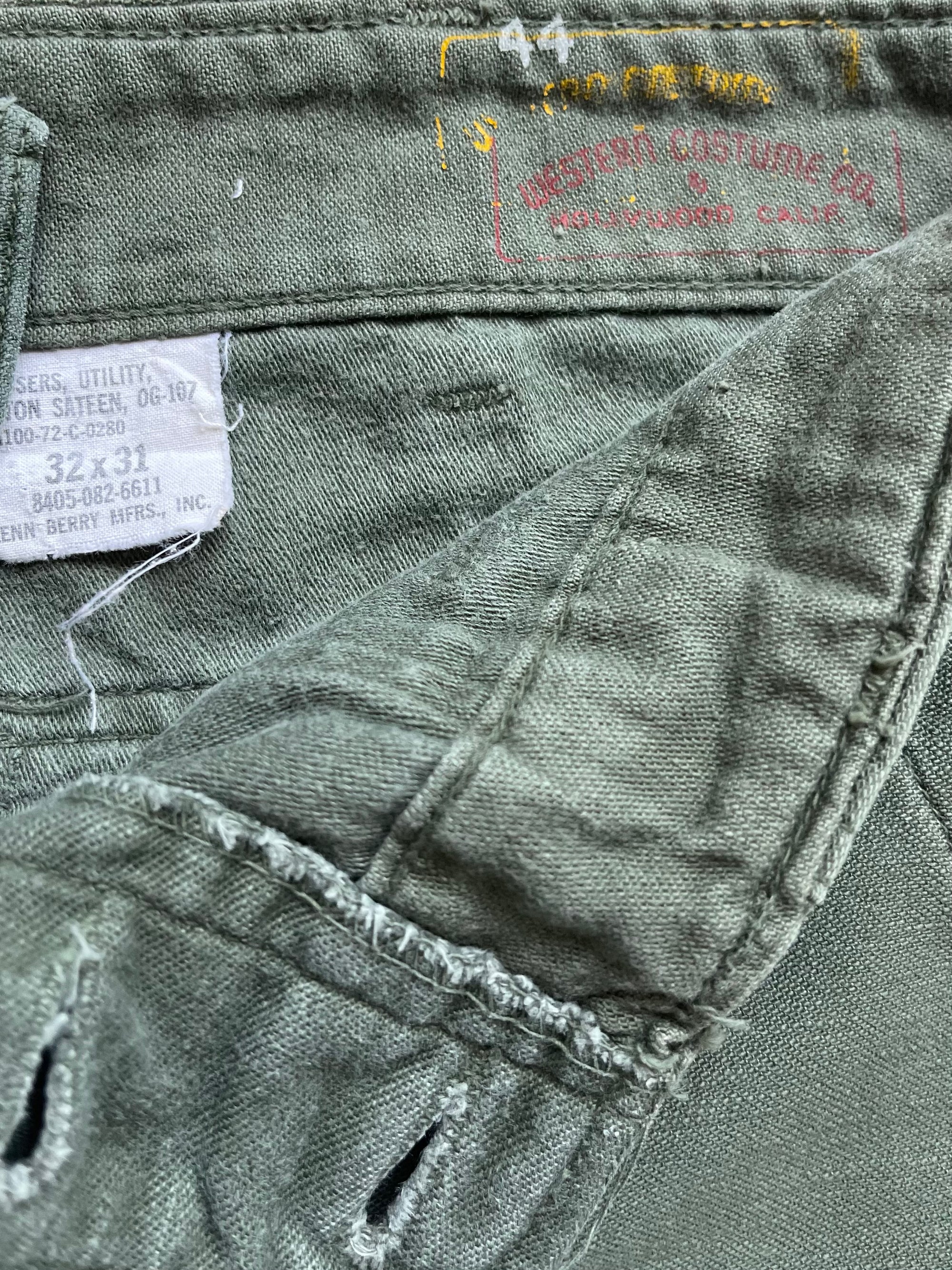 Vintage 1970’s US Army Issue Sateen OG-107 Baker Pants W:32