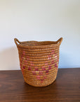 Vintage Jicarilla Apache Coil Handmade Basket With Handles | Native American Pattern Basket