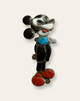 Vintage 1970’s Mickey Mouse Zuni Toons Sterling Silver Inlay Ring Size 6
