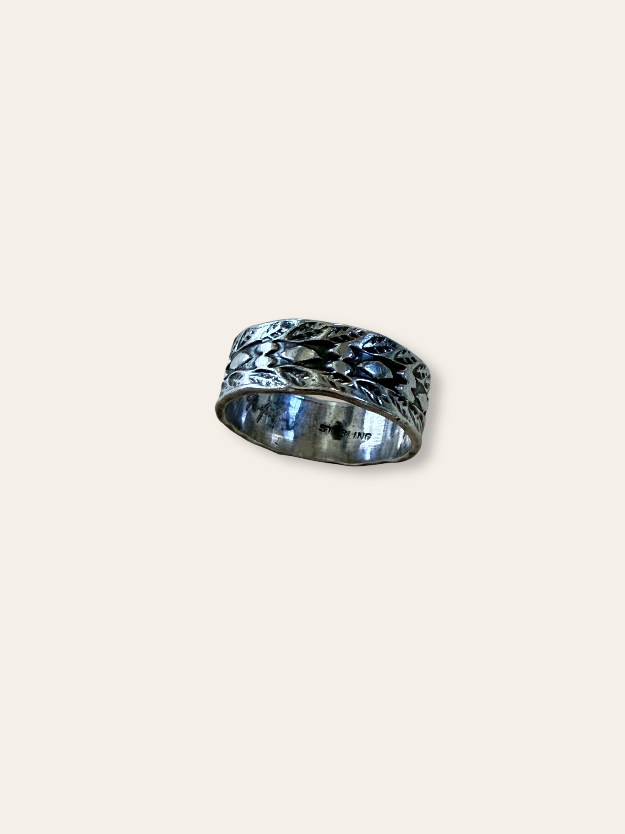 Vintage 1940’s Sterling Silver Cigar Band Ring Size 7.25