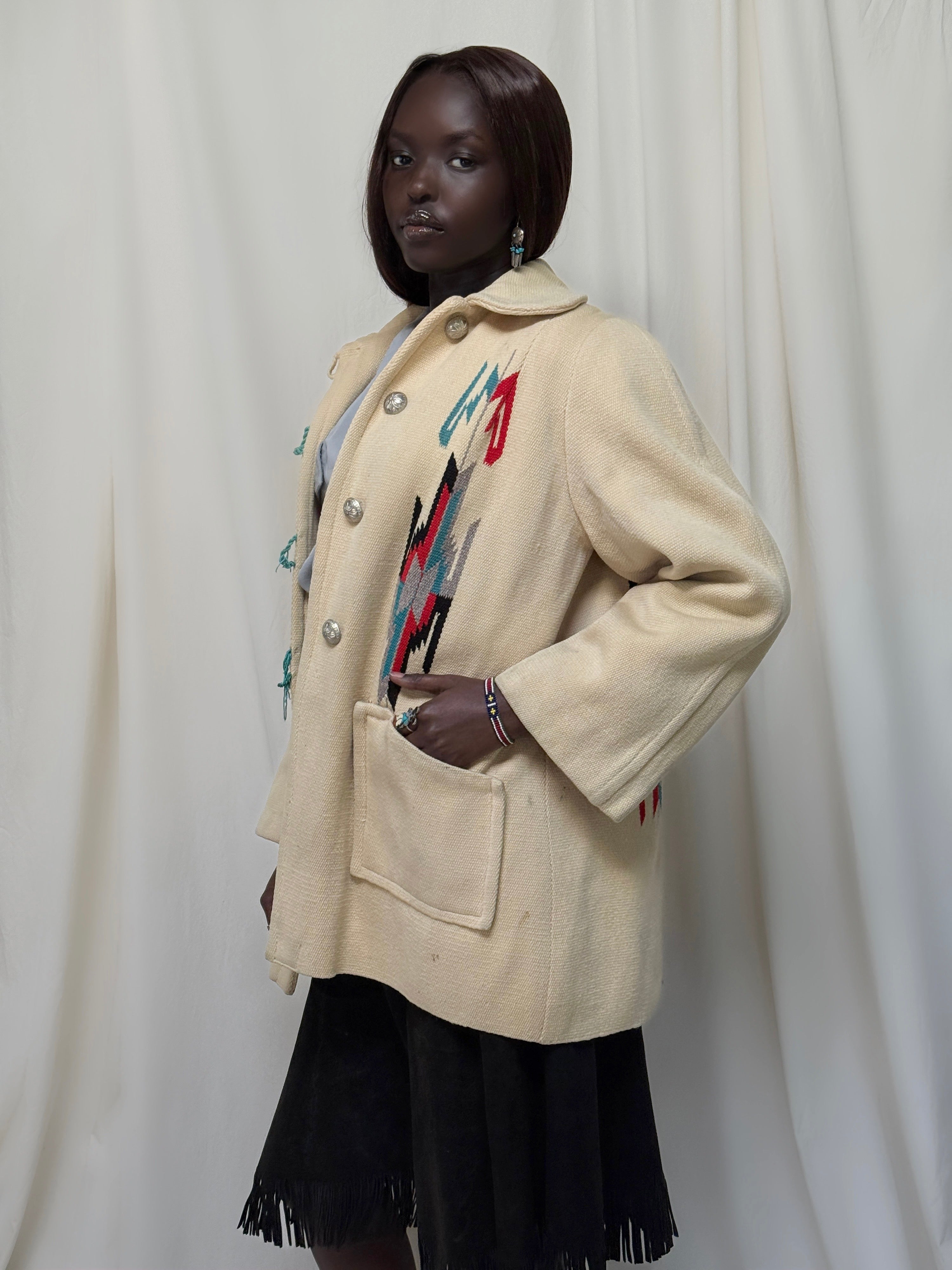 Vintage 1940's Chimayo Woven Jacket | Southwest Hand Woven Wool