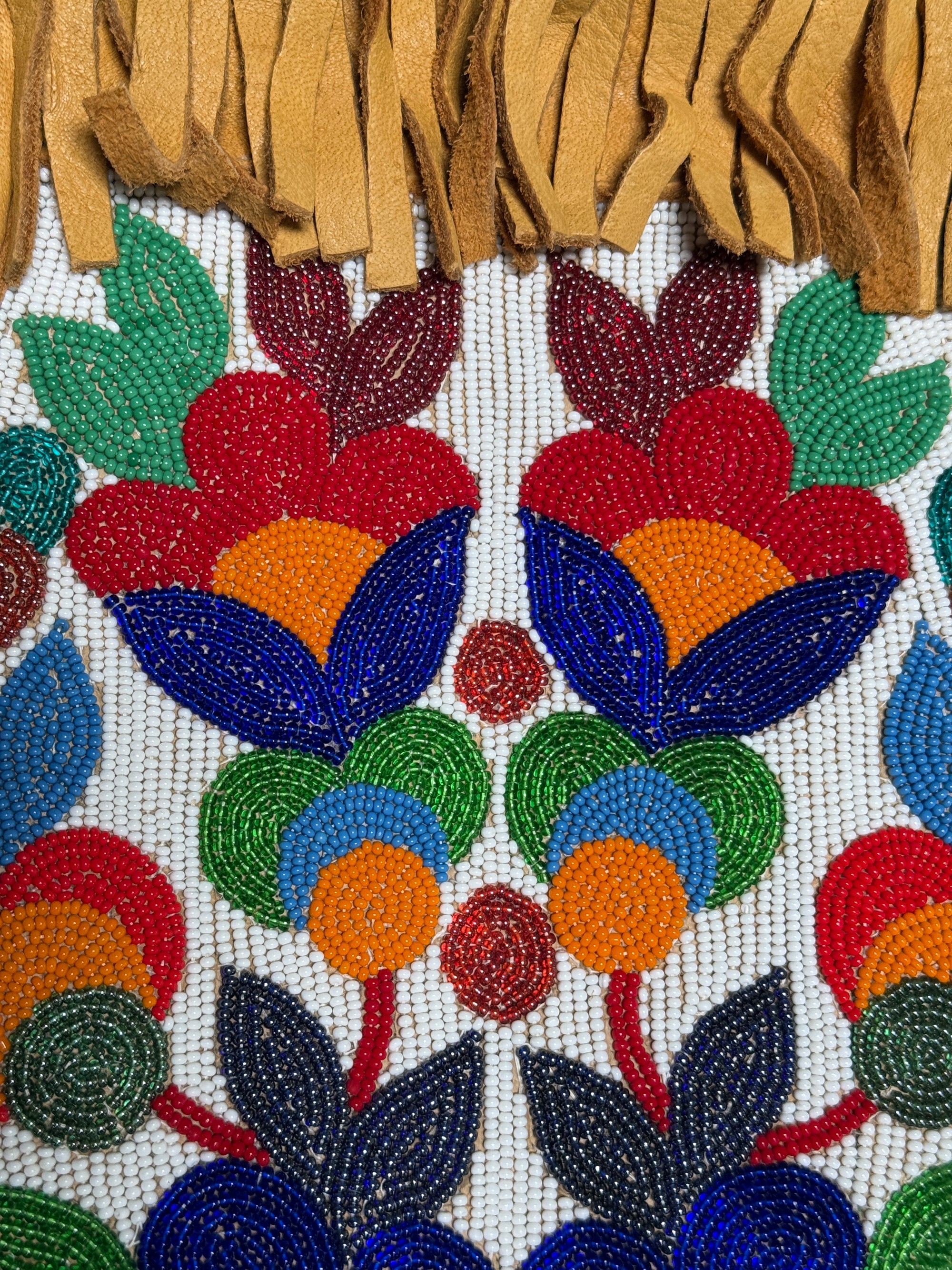 Vintage 1950s Northern Plains Medicine Bag Native American Beaded Leather Bag | Floral Seed Bead Design | Handmade Tribal Art Purse