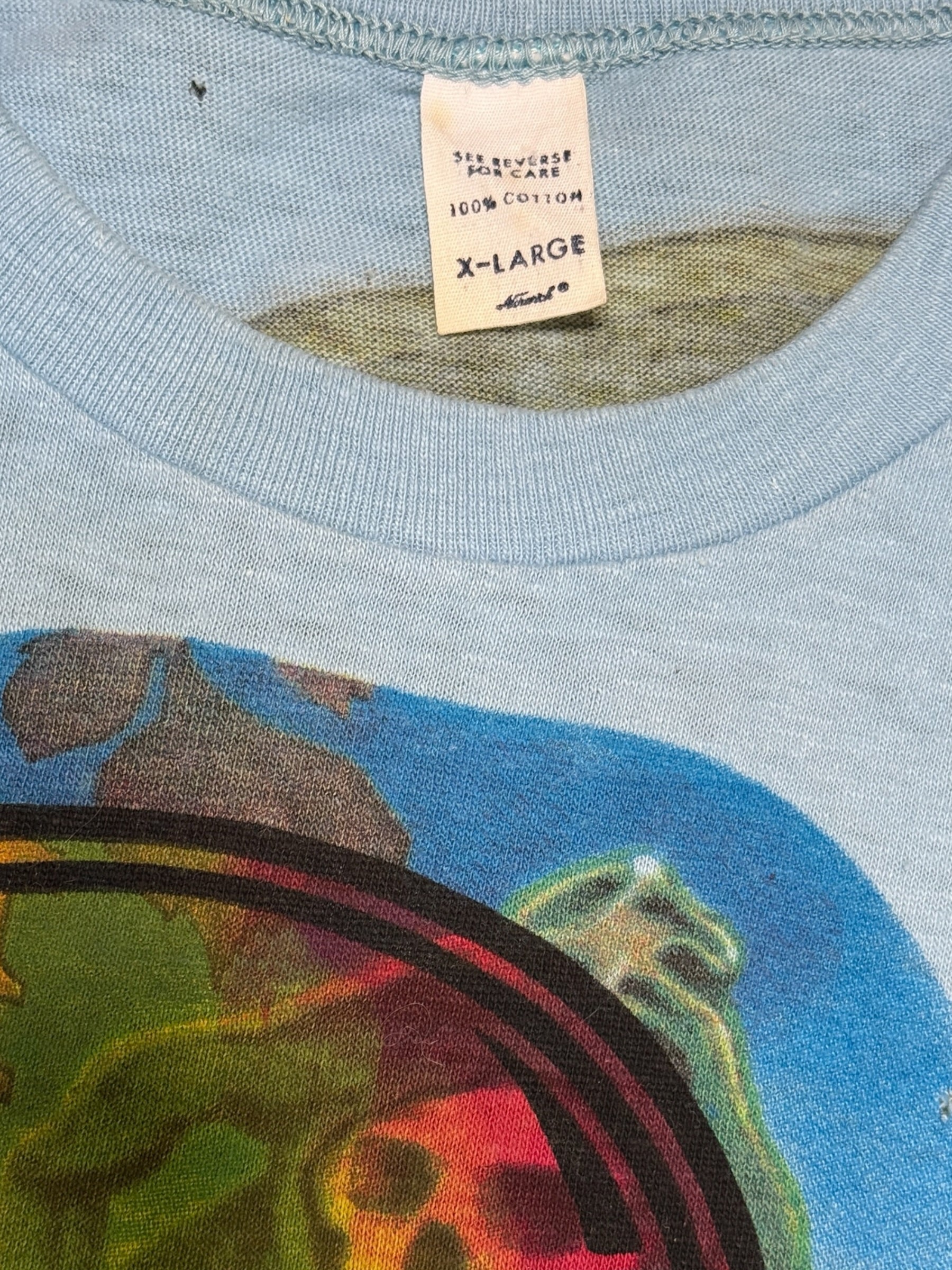 Vintage 1973 Kelley Mouse Studio Test Print T-Shirt | Hot Rod | Grateful Dead Jester and Rose Graphic | Rare 1970s Psychedelic Art T-Shirt
