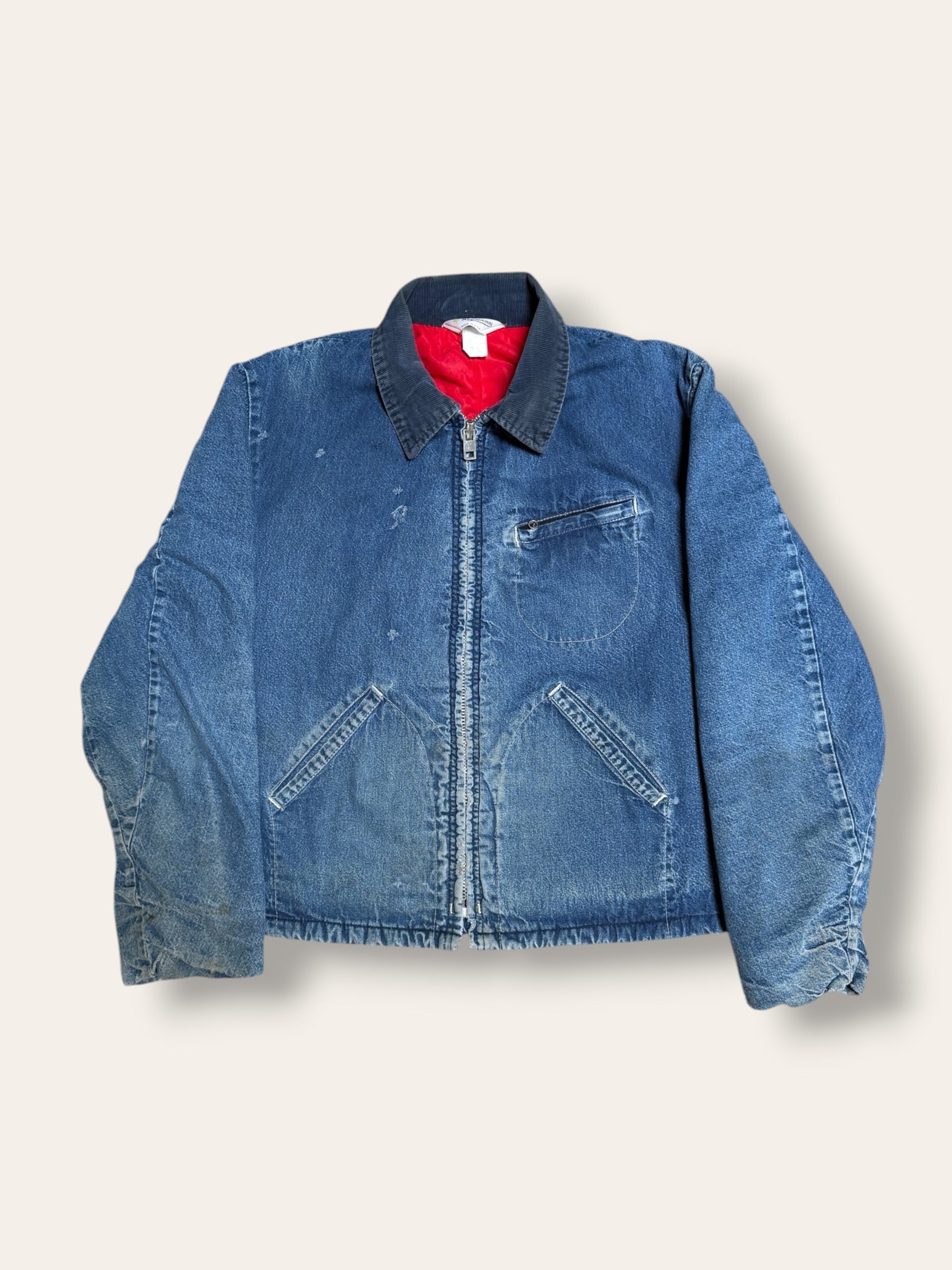 Vintage 1960s Key Imperial Denim Work Jacket | Belted Back Faded Denim