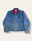 Vintage 1960s Key Imperial Denim Work Jacket | Belted Back Faded Denim