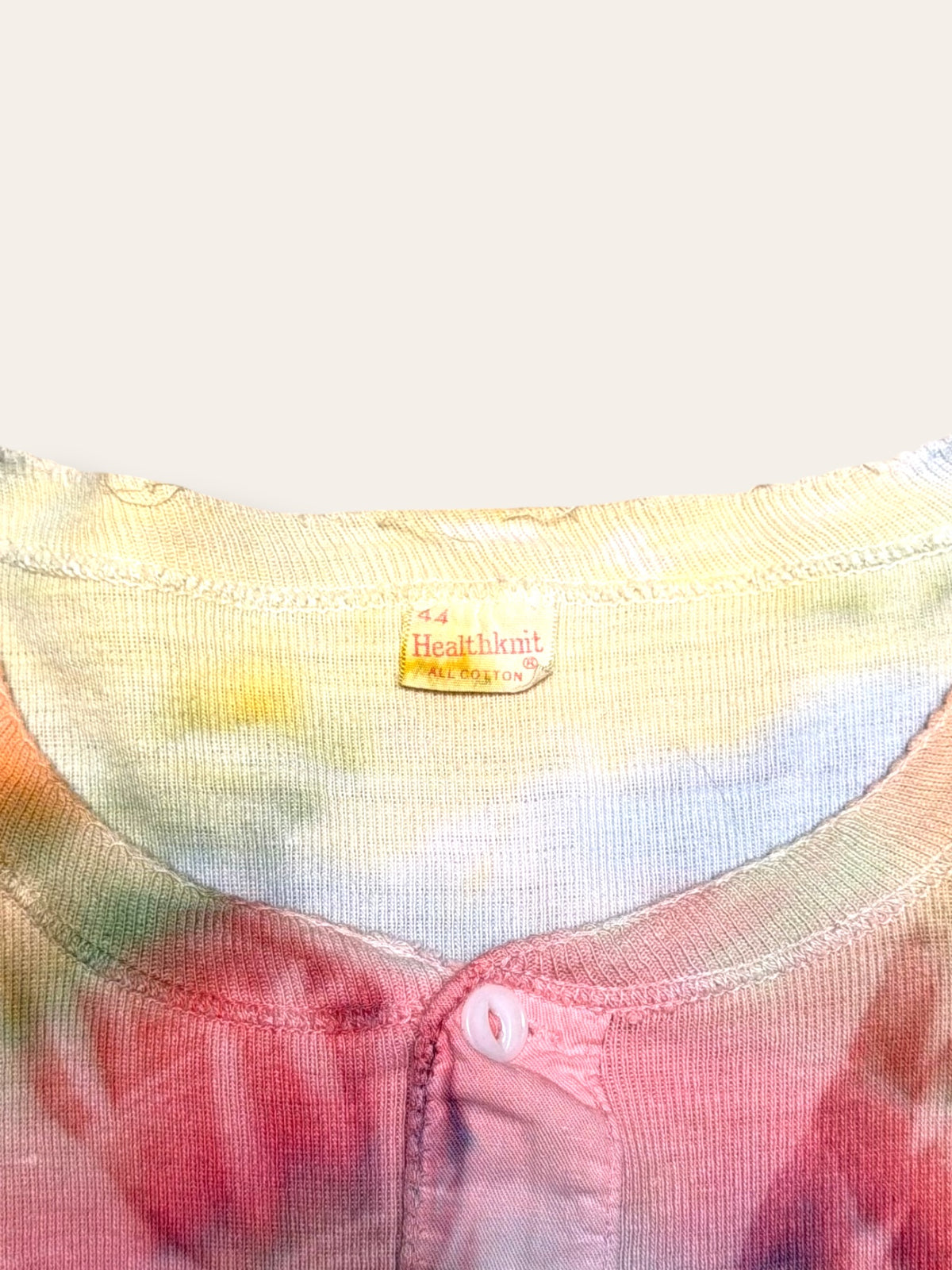 Vintage 1960s Tie Dye Long Sleeve Henley Shirt | Handmade Folk Art Top