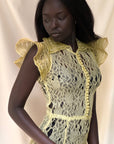 Vintage 1930’s Thrashed Lace Yellow Dress