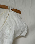 Antique 1900s Edwardian White Lace Inset Blouse | Antique Sheer Cotton Top Embroidered