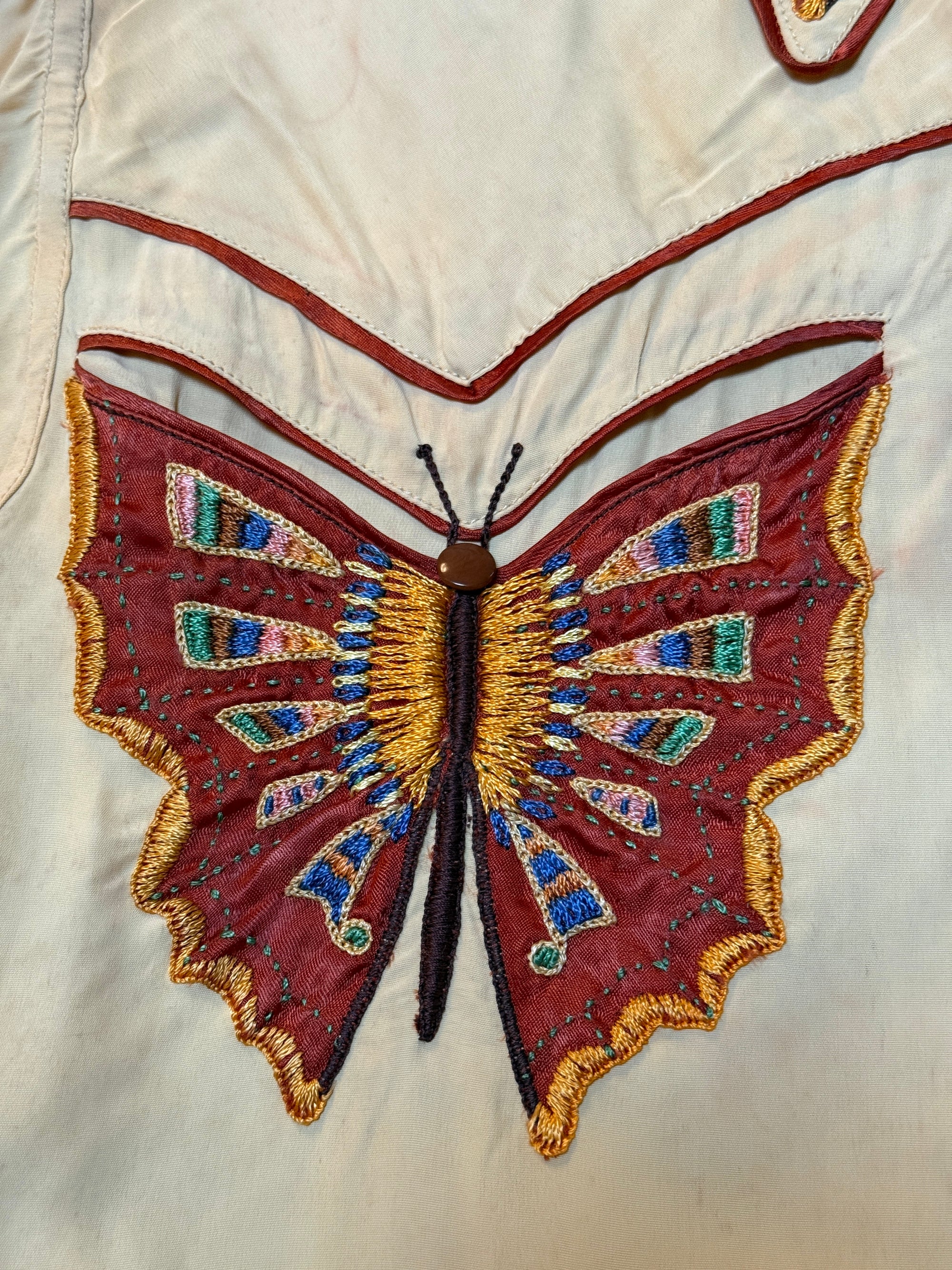 Vintage 1940’s Butterfly Embroidery Western Shirt