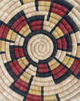 Vintage Hopi Coiled Flat Basket | Handwoven Native American Wall Art | Geometric Polychrome Woven Basket Tray