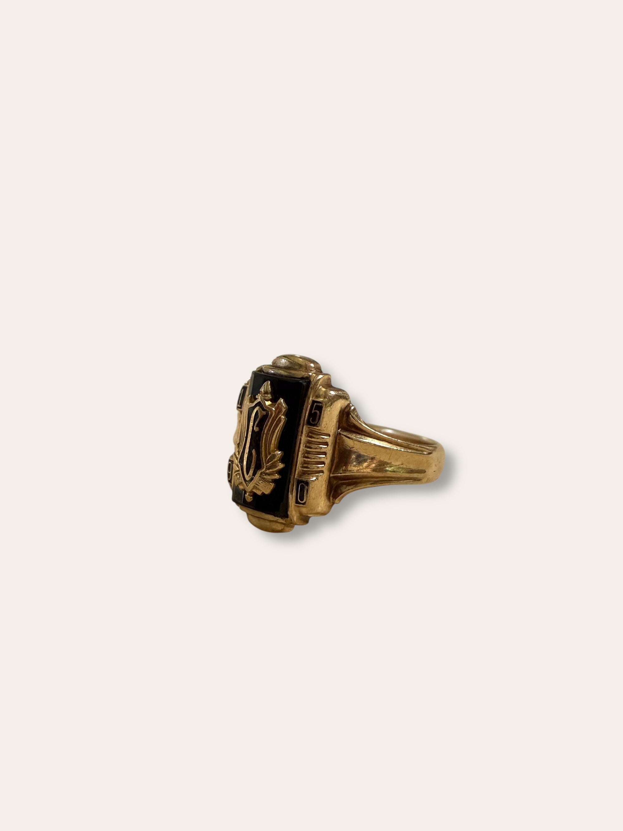 Vintage 1950 Josten 10k Gold Onyx Class Ring Size 6.5
