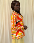 Vintage 1960’s Emilio Pucci Geometric Silk Blouse | Made in Italy Saks Fifth Avenue Silk Shirt