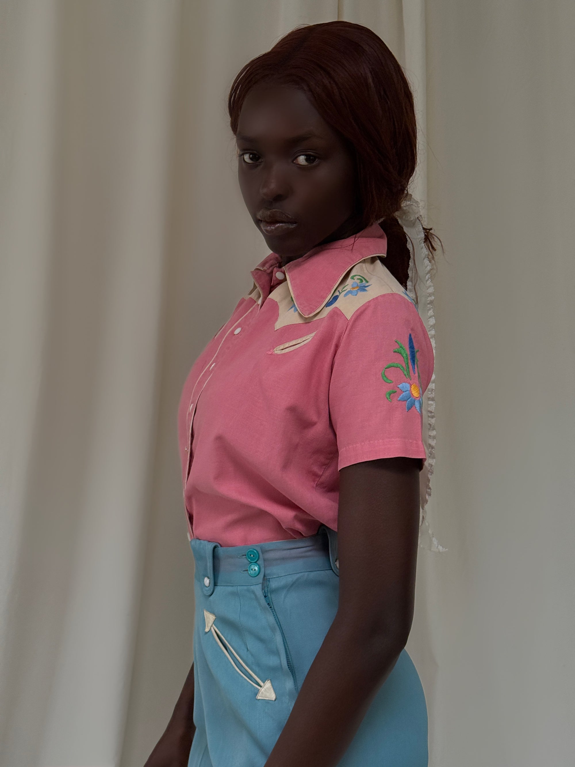 Vintage 1940’s Embroidered Cotton Western Shirt