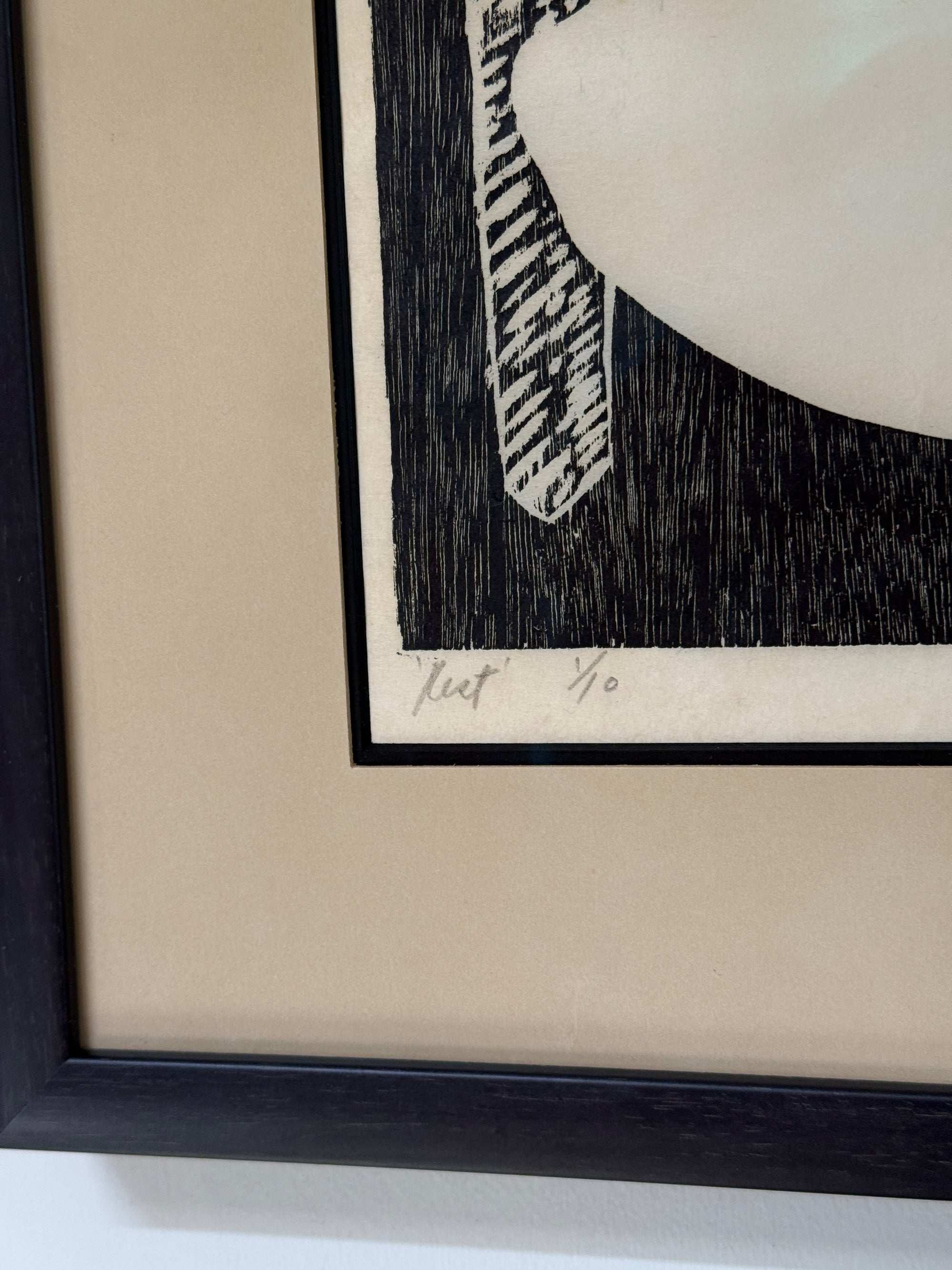 Vintage MCM Yamada Signed Edition 1/10 “REST” | Framed Japanese Sosaku-Hanga Woodblock Print Mid Century Art