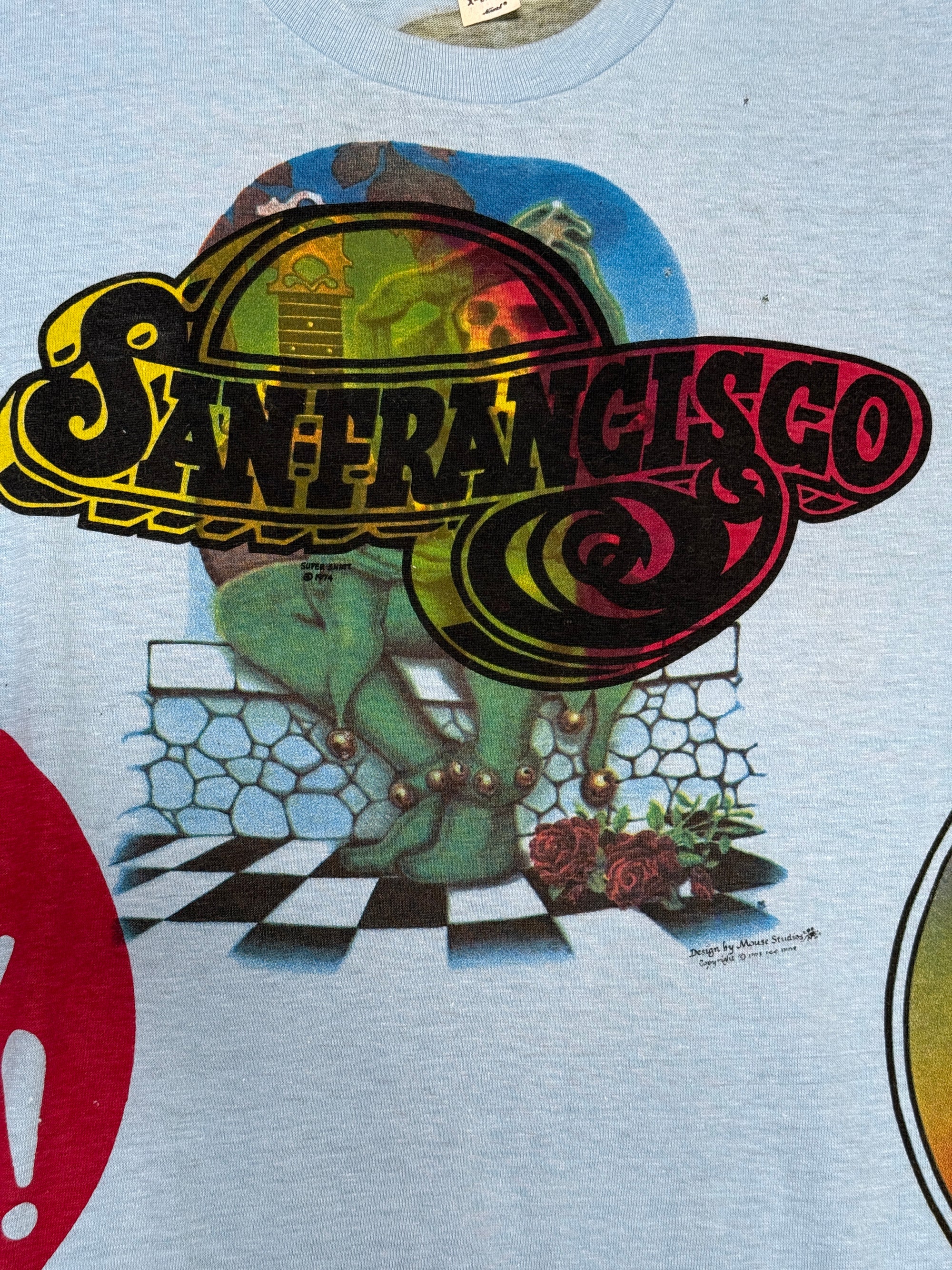 Vintage 1973 Kelley Mouse Studio Test Print T-Shirt | Hot Rod | Grateful Dead Jester and Rose Graphic | Rare 1970s Psychedelic Art T-Shirt