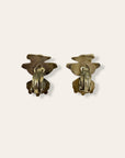Vintage Zuni Inlay Bird Sterling Silver Clip-On Earrings