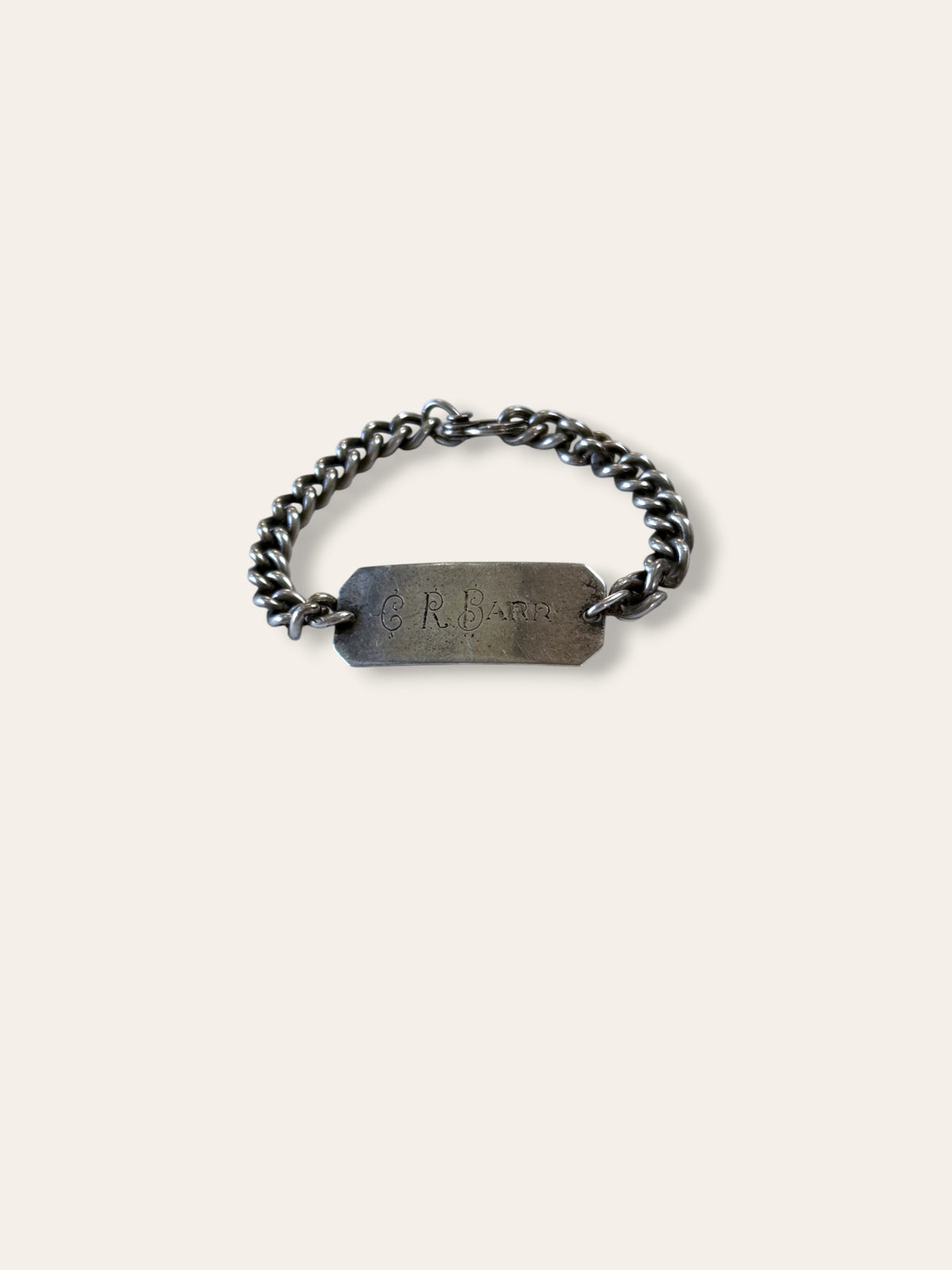 Vintage Sterling Silver WWII Identification Bracelet | Chunky Curb Link | 7” Chain Stamped