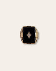 Vintage 1940’s Art Deco Onyx 10k Gold Diamond Ring Size 9