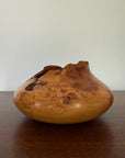 Vintage Signed Handcrafted Fir Burl Wood Bowl | Live Edge Natural Art Turned Vessel