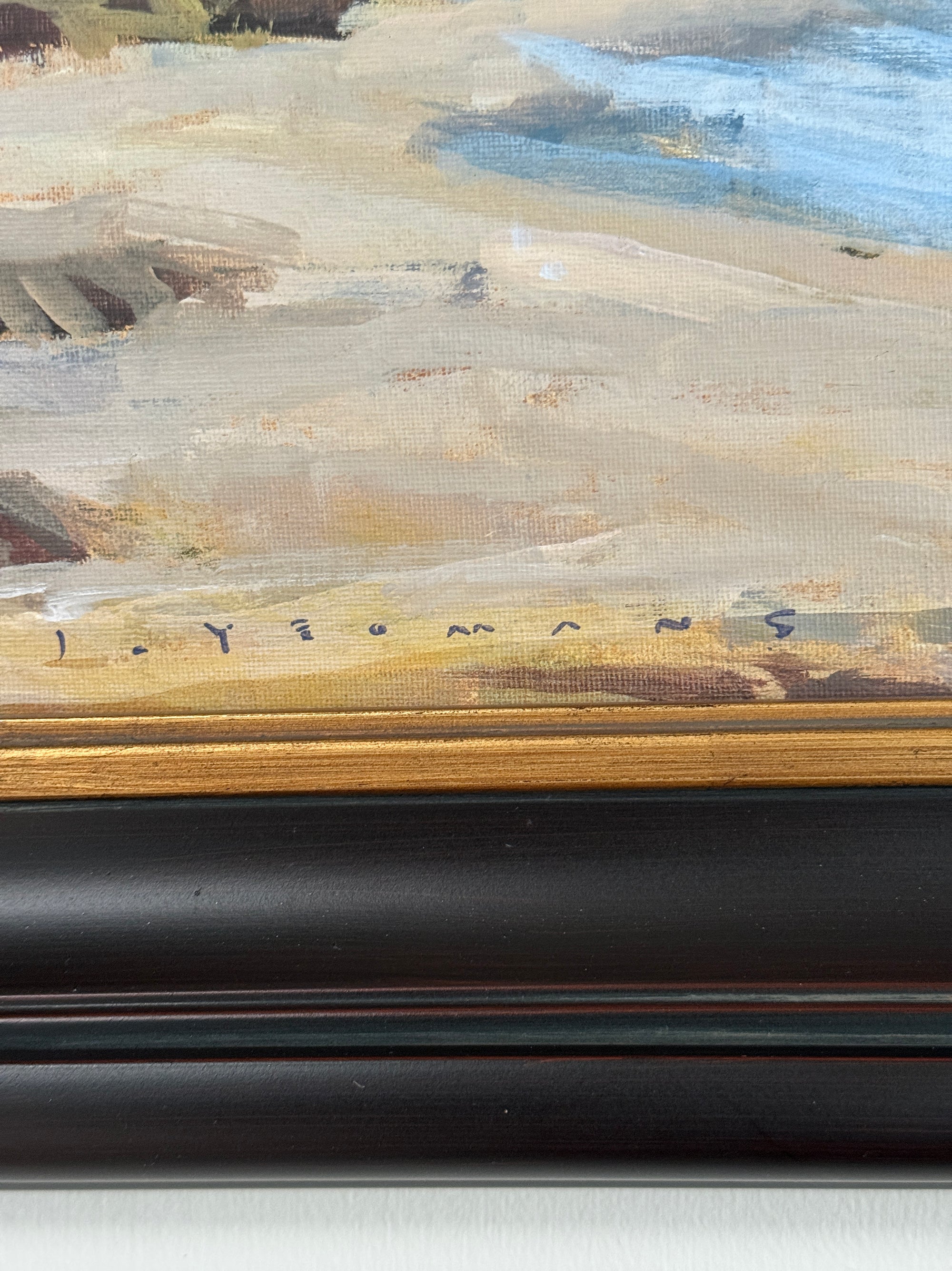 2000s Jeff Yeomans "Beach at Big Rock" Original Oil Painting | Laguna Beach California Coastal Landscape Impressionist Art