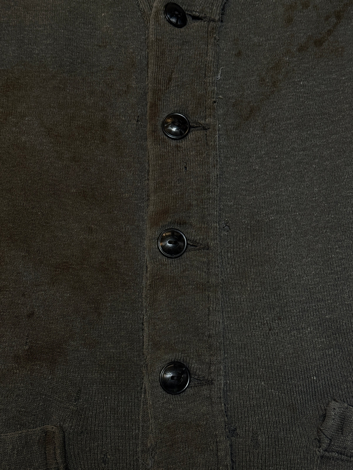 Vintage 1930s Distressed Cotton Grey Heather Work Cardigan