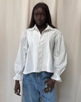 Vintage 1900’s Edwardian Cotton Peasant Sleeve Blouse | Antique Eyelet & Embroidery Top