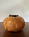 Vintage Signed Hand Turned Elm Fork Turquoise Inlay Burl Wood Bowl | Live Edge Natural Art Turned Vessel