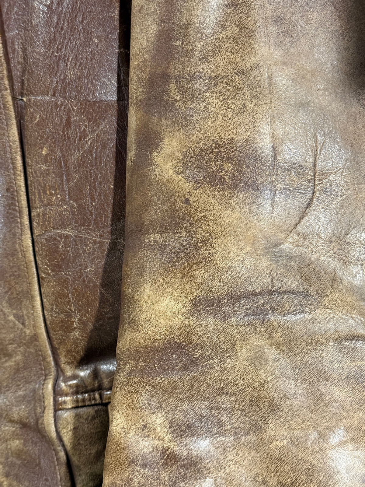 Vintage 1940-50s Windward Horsehide Leather Jacket | Montgomery Ward Brown Belted Back Jacket