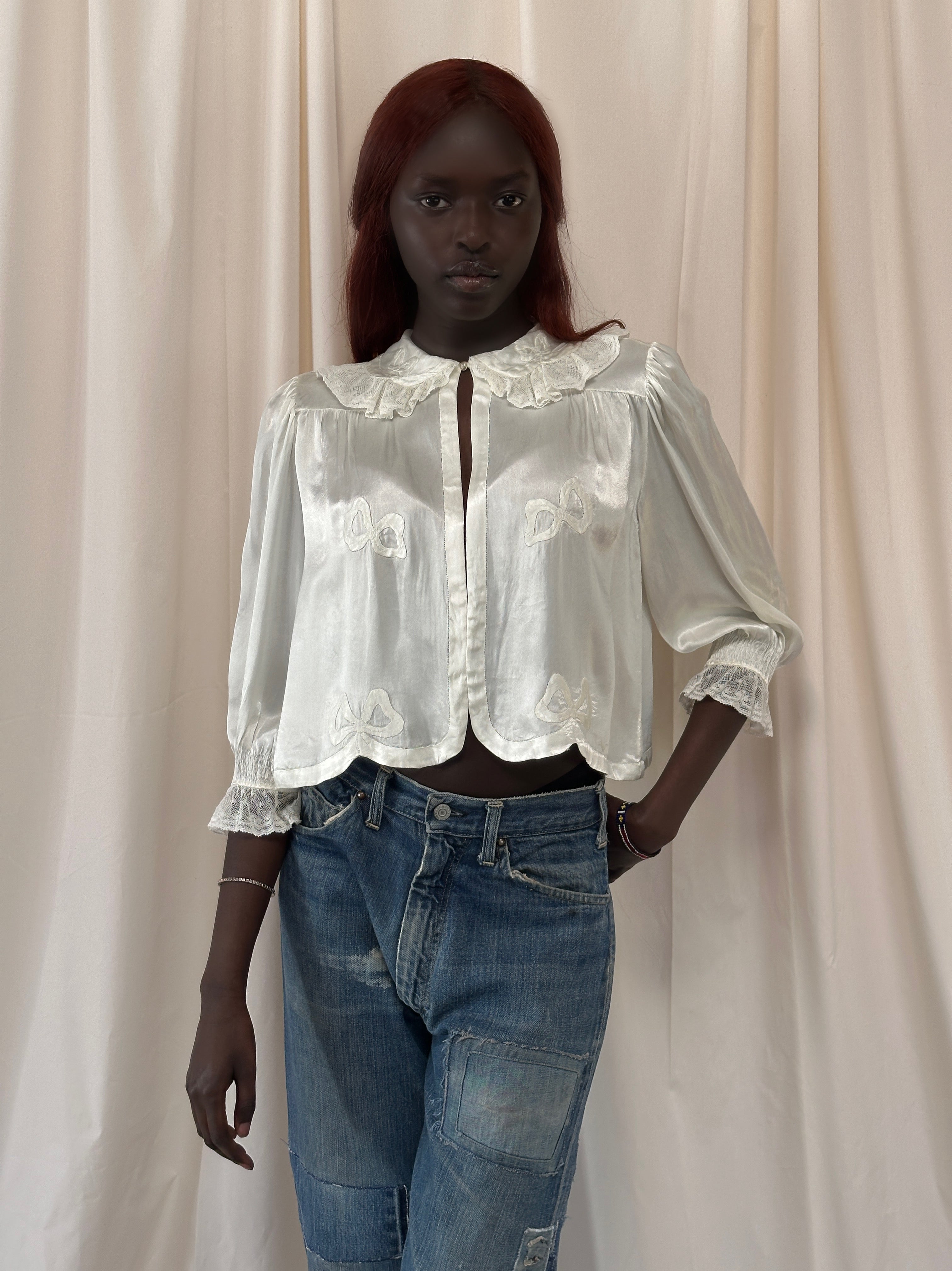 Vintage 1940's Silk Rayon Bows Bed Jacket – Afterlife Boutique