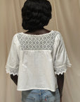 Vintage 1900’s Edwardian White Blouse | Antique Crochet Cotton Top