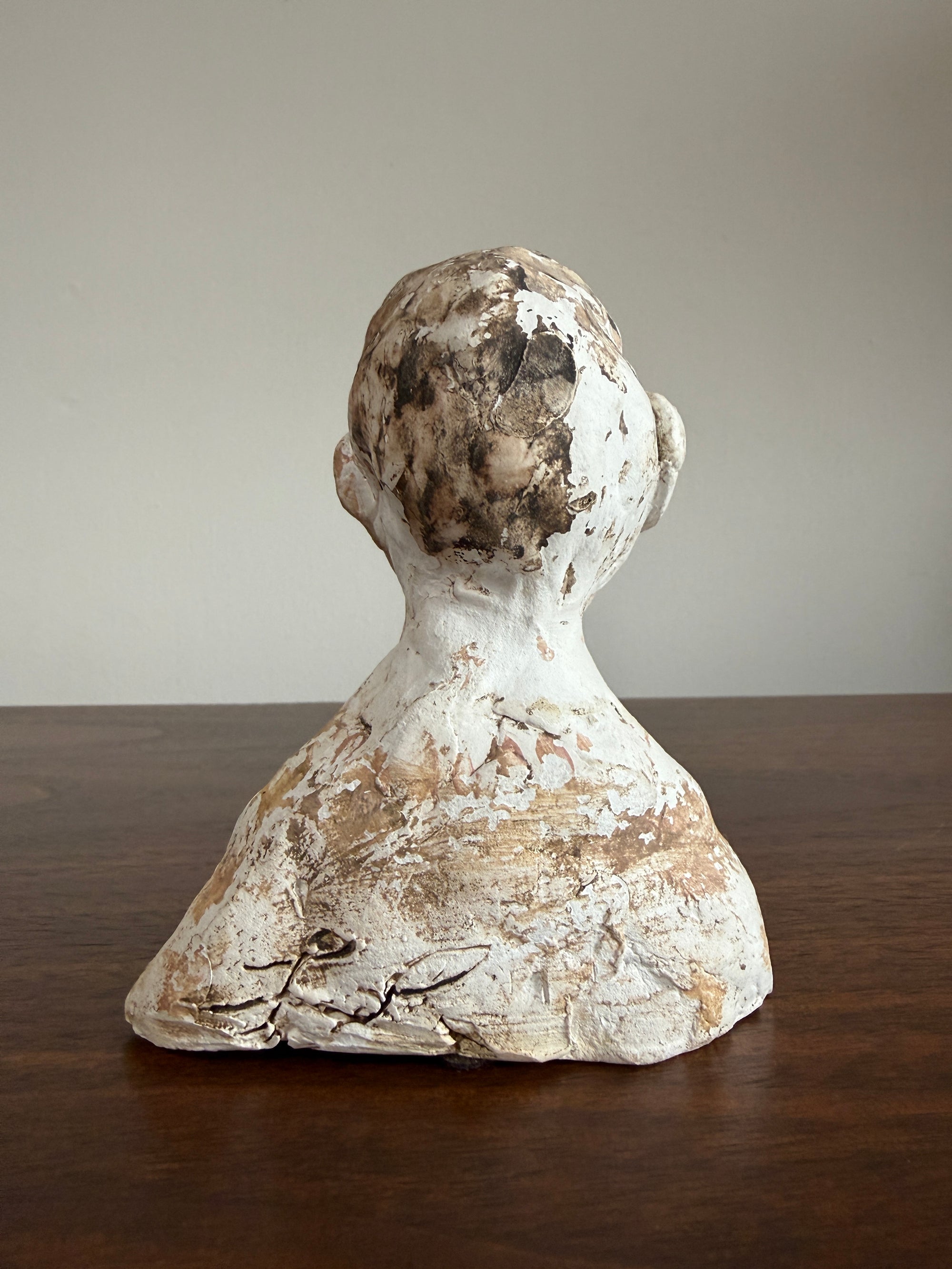 Vintage Expressionist Earthenware Bust Sculpture | Hand Sculpted Studio Pottery Portrait | Modernist MCM Folk Art Head