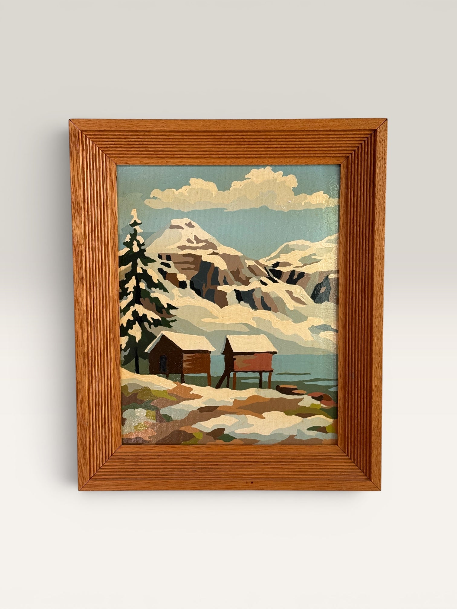 Vintage MCM Paint By Numbers Landscape Painting | Framed Mid Century Art