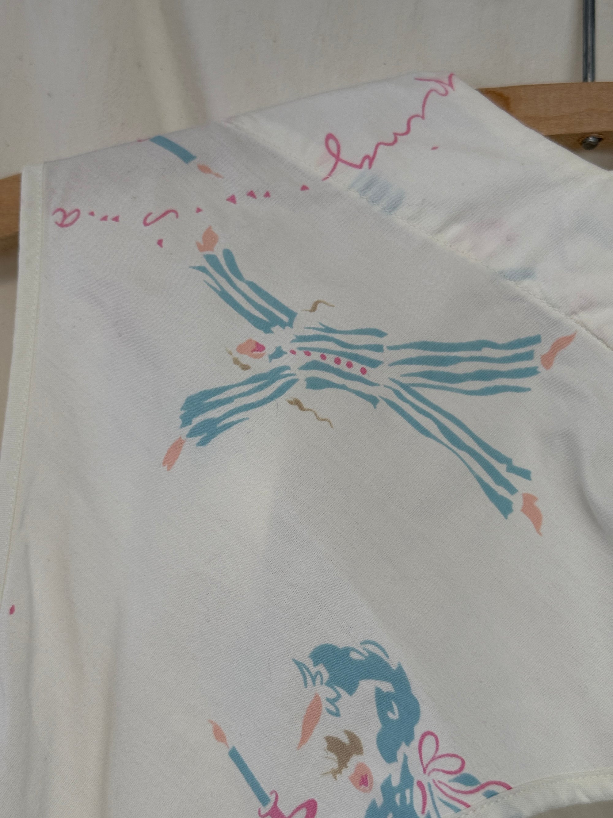 Vintage 1930s Cotton Rare Novelty Print Playsuit | Cutout Romper with Ribbon Detail