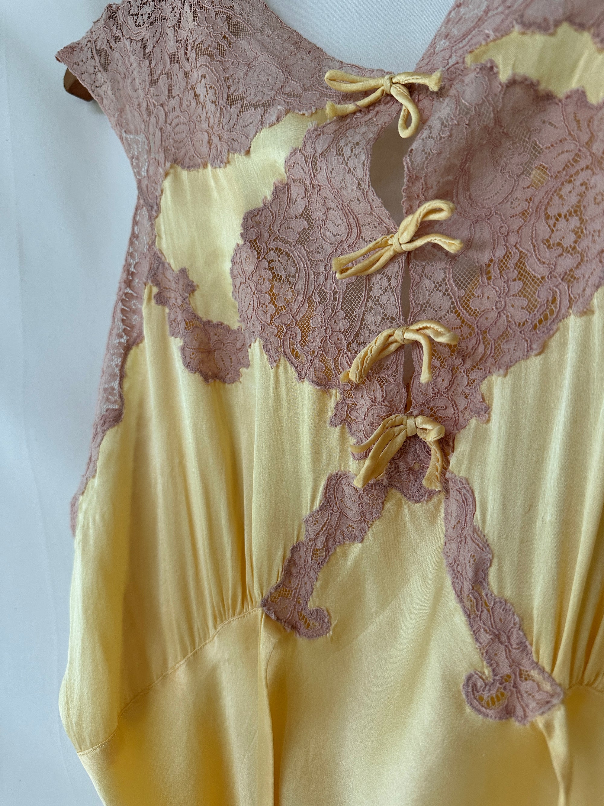 Vintage 1930’s Silk Rayon Lace Slip Dress