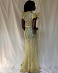 Vintage 1930’s Thrashed Lace Yellow Dress