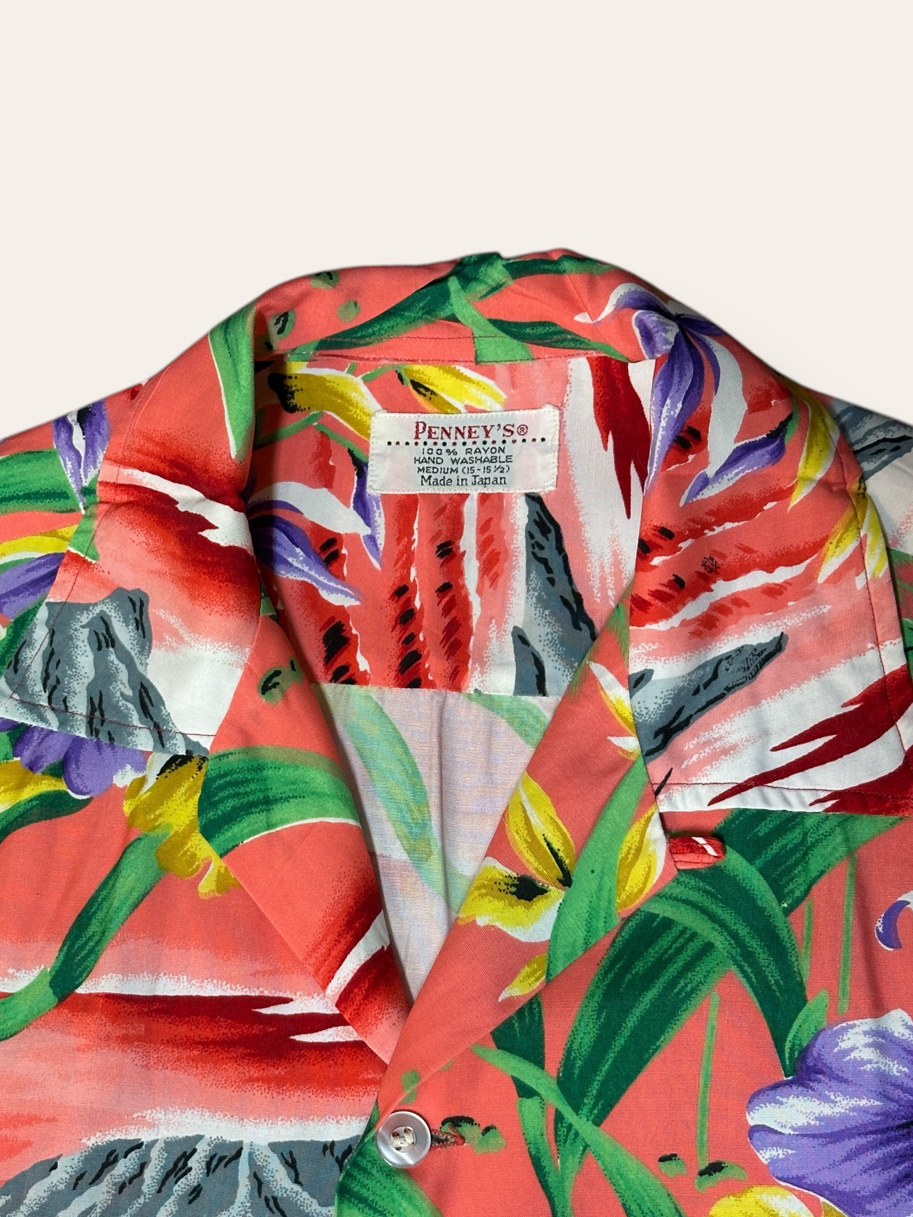 Vintage 1950's Penney's Made In Japan Rayon Hawaiian Shirt